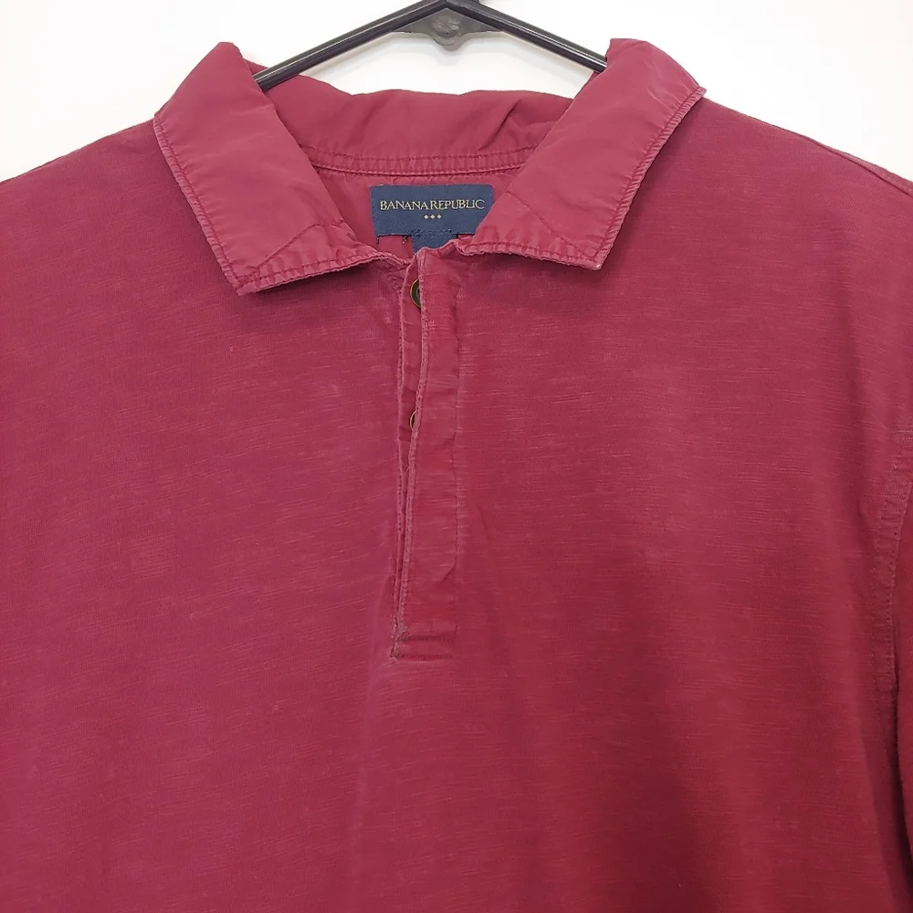 Banana Republic Men's Half Button Collared Short Sleeve Polo Shirt Size Large
